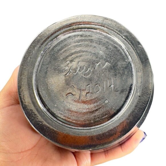 2014 Hand Made Studio Pottery Stoneware Black Shiny Glaze Ceramic Bowl Planter - Picture 4 of 16